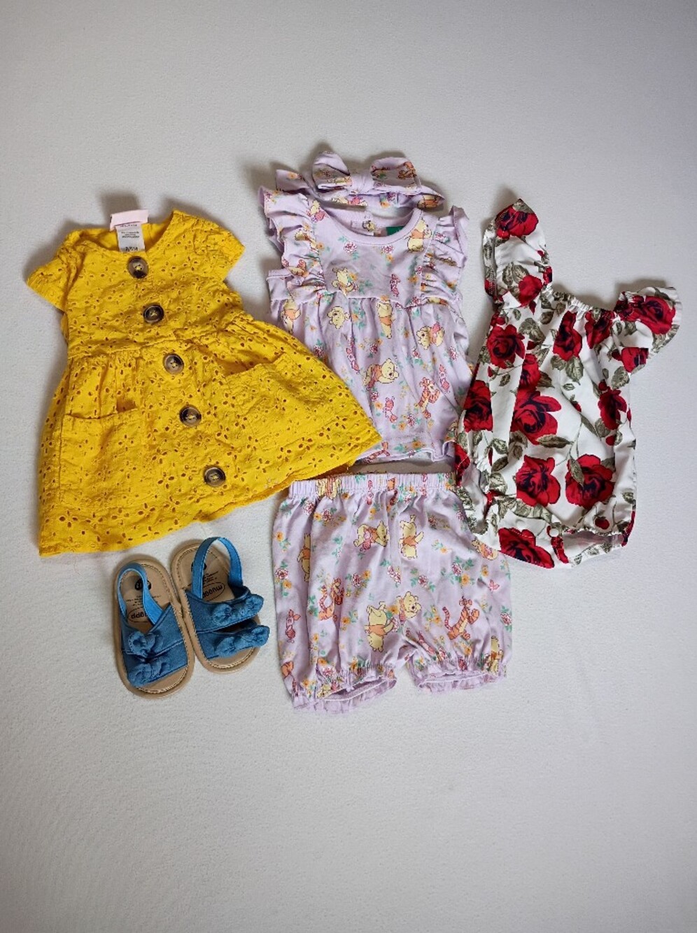 3-6M Baby Girl Summer Bundle | Disney Winnie the Pooh, Eyelet Dress & Floral